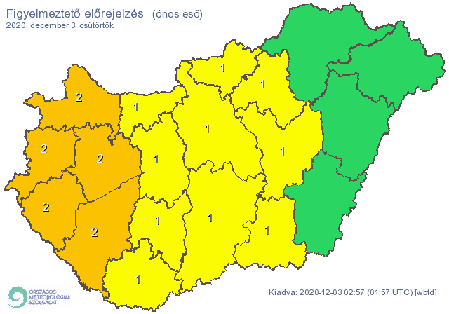 Ónos esőre figyelmeztet a meteorológiai szolgálat többfelé az országban