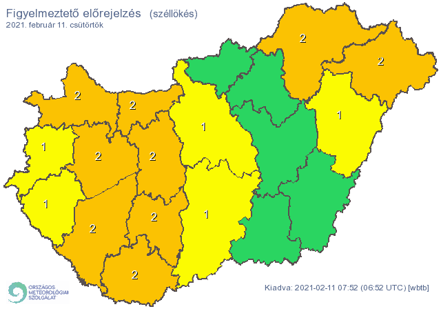 Erős szél, hófúvás, ónos eső és havazás miatt is van érvényben figyelmeztetés 