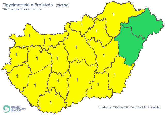 Országszerte zivatarok veszélyére figyelmeztetnek