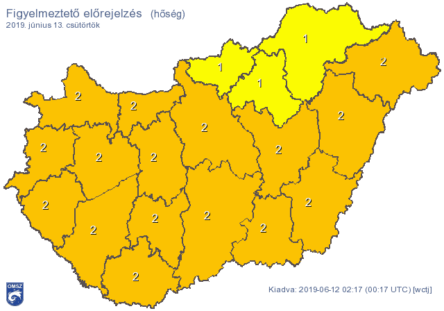 Másodfokú figyelmeztetést adtak ki a hőség miatt