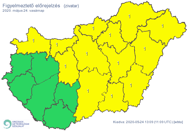 Zivatarok veszélye miatt adtak ki figyelmeztetést