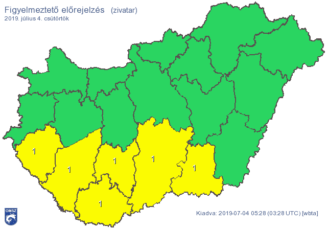 Több megyében zivatarok várhatóak